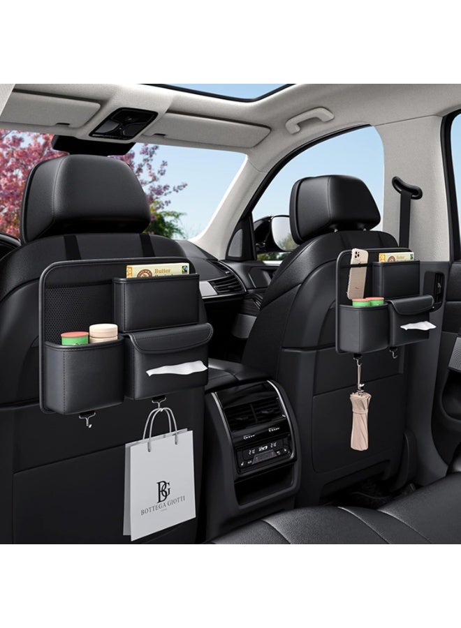 Soofam Leather Car Backseat Organizer - Hanging Seat Storage Bag for Snacks, Drinks, Toys, Magazines - Keeps Car Clean and Tidy - Essential Travel Accessories, Black - Image 5